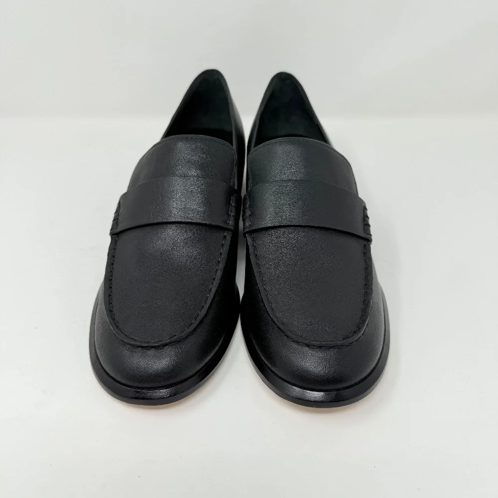 New Vince Nelli Leather Loafer Black Leather Sz 8 - Picture 8 of 14